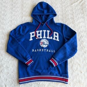 Philadelphia 76ers Hoodie Sweatshirt Mens Medium Blue Basketball Philly NBA Logo